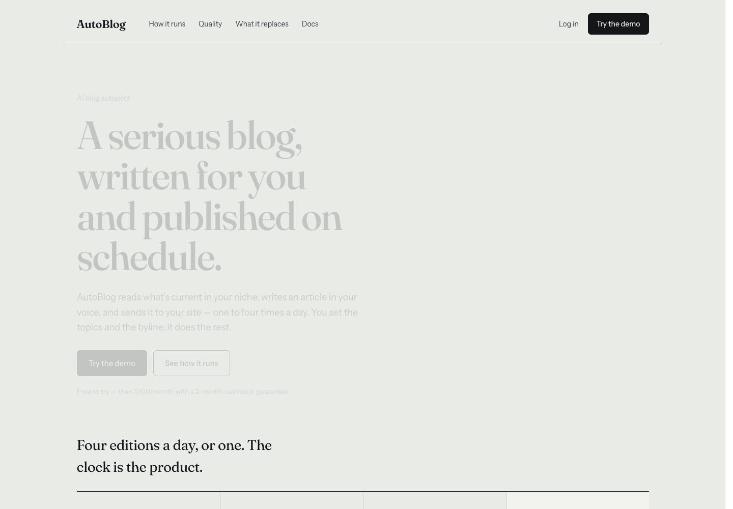 AutoBlog publishing platform homepage